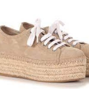 MIU MIU Deserto Suede Espadrille Platform Sneakers